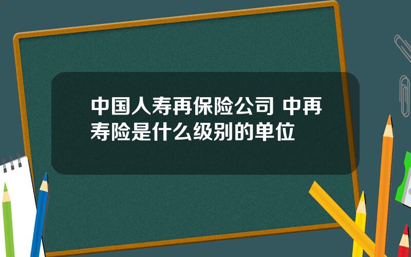 中国人寿再保险公司 中再寿险是什么级别的单位